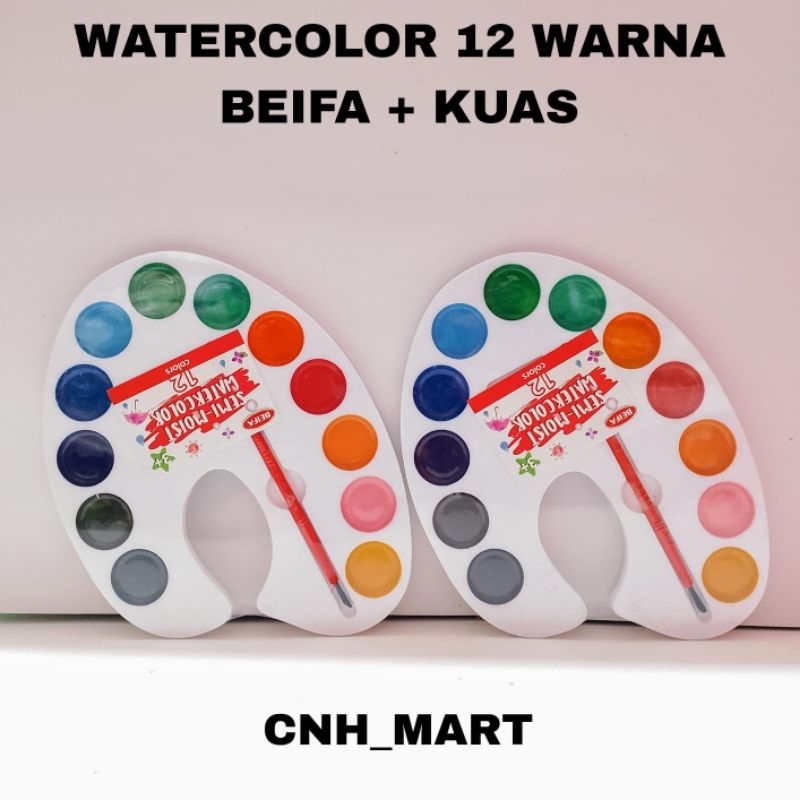 

Beifa Water Color 12 Warna + Kuas + Palet Semi Moist