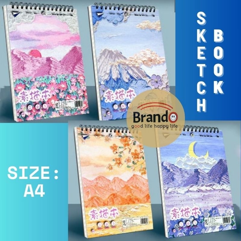 

(Brando) SKETCHBOOK BUKU SKETSA A4 SPIRAL Sampul Motif Gunung KERTAS GAMBAR BUKU GAMBAR