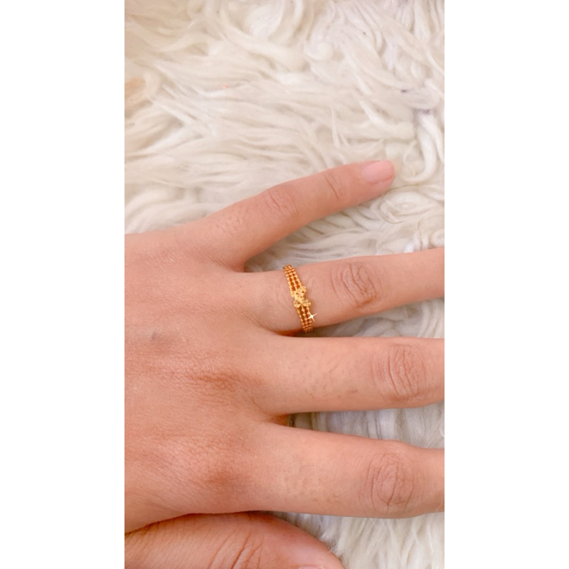 cincin emas 3 garis kupu kupu kadar 375/8k