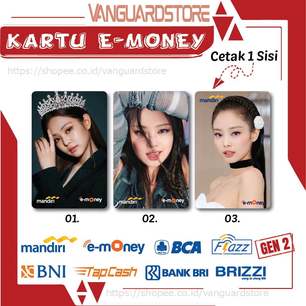 KARTU E MONEY E TOLL GAMBAR KPOP JENNIE BLACKPINK EMONEY MANDIRI FLAZZ BCA TAPCASH BRIZZI BRI