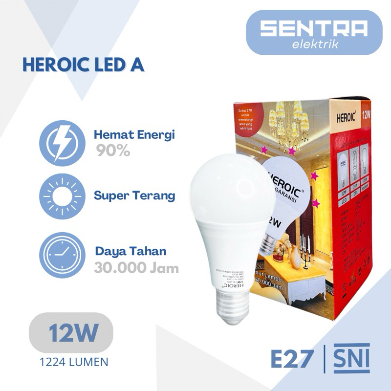 Lampu Bohlam LED Heroic A 12 Watt / Lampu LED Heroic 12W SNI