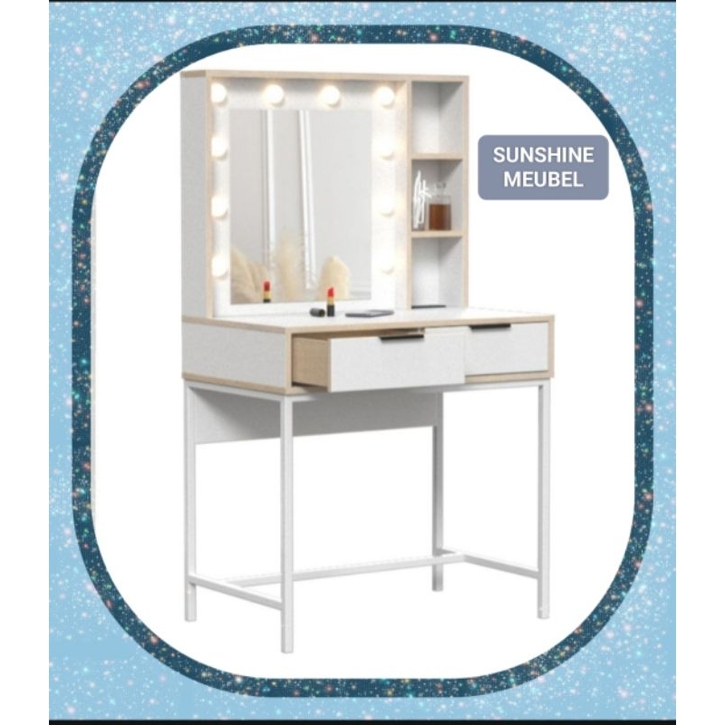 MEJA RIAS  KAKI BESI LAMPU LED 3 WARNA/MEJA RIAS MIN ESTETIK+KURSI