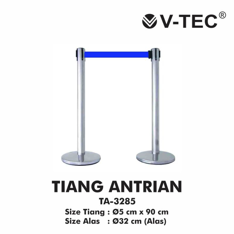 

V-TEC Tiang Antrian Warna Silver Type TA 3285