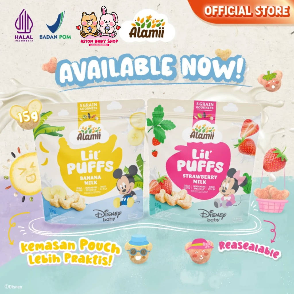 Alamii Lil' Puffs 15g Disney Edition Camilan Snack Bayi Anak 1 tahun MPASI Halal BPOM
