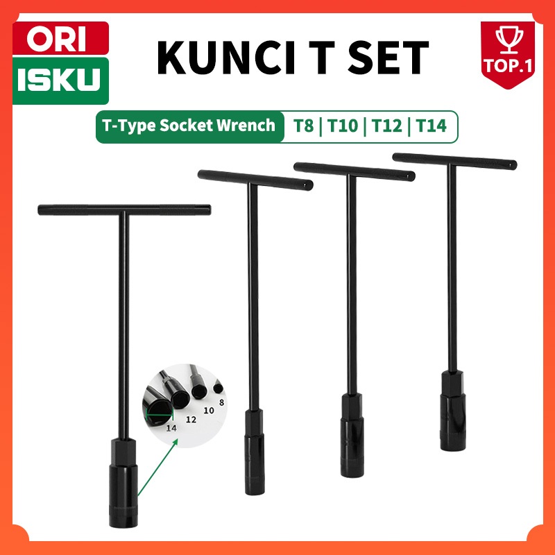 ISKU kunci sok t set 4pcs 8 10 12 14mm kunci sok t set lengkap Kunci t set T8 T10 T12 T14 kunci sock
