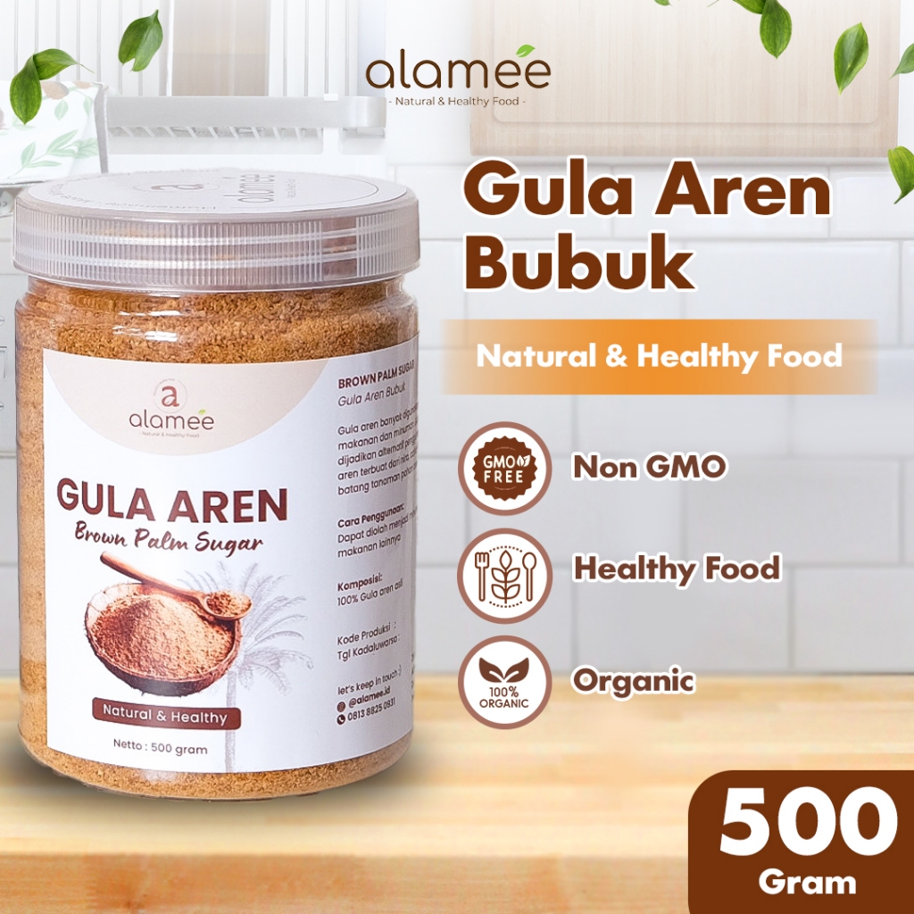 

ALAMEE Gula Aren Asli Bubuk Pure Palm Sugar Organik Premium Semut Powder Natural Organic 500gr