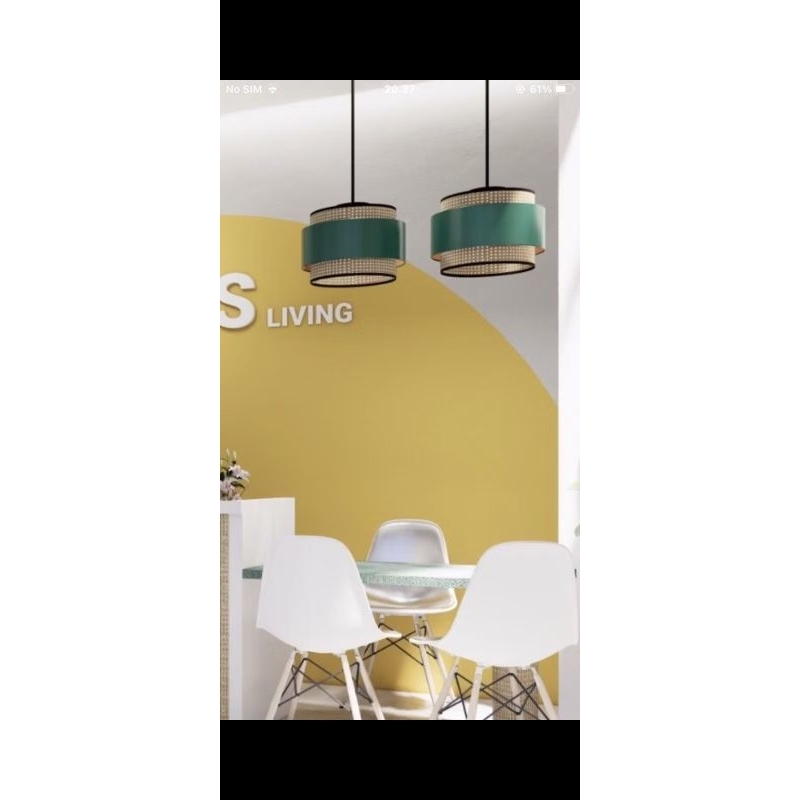 lampu gantung anyaman kombinasi fabric