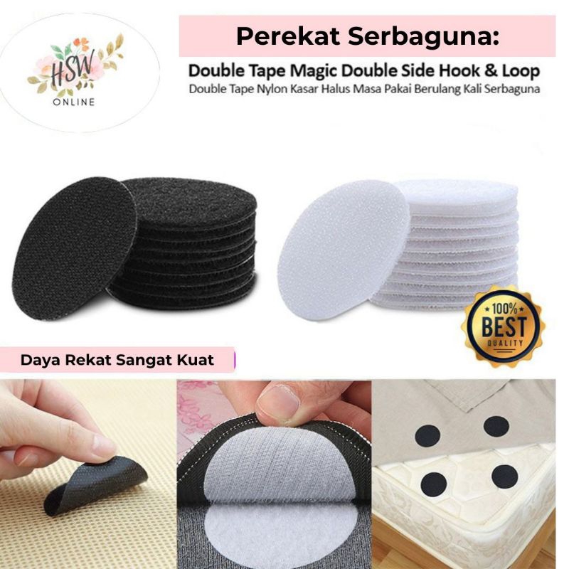Double Tape Perekat Bulat Velcro Perekat Serbaguna Tape 3m  Double Tape Perekat Serbaguna Tempelan T