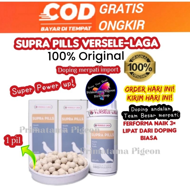 Supra pills Versele-Laga Original Per butir Vitamin Doping merpati  import