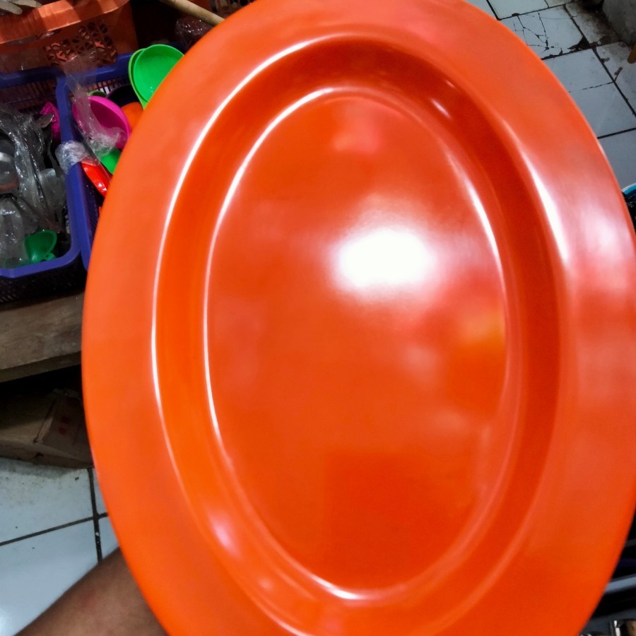 Piring Saji Melamin 12 Inch Oval Ikan Pecel Lauk Semi Melamine Lonjong