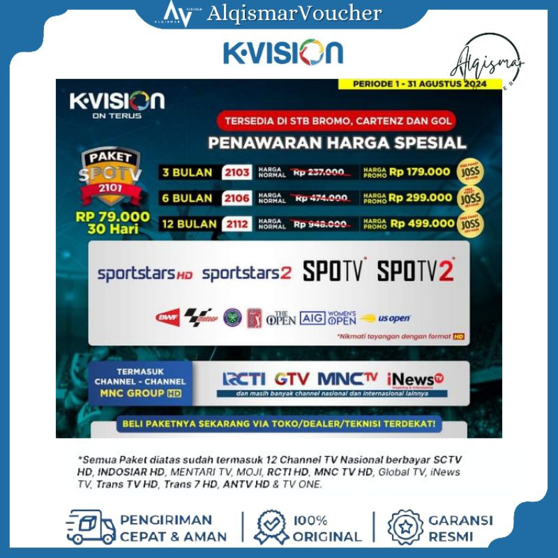 TV Voucher Paket Moto GP K-Vision 3Bulan Sampai 12Bulan