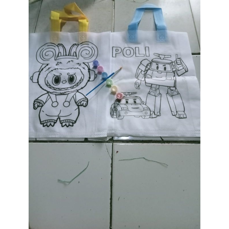 

Tas Poli Kartun Anak 2 Pics+ cat dan kuas