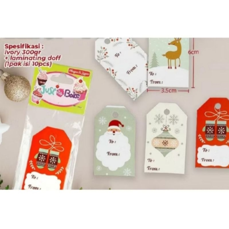 

HANGTAG Natal +Rantai biji lada silver perbungkus isi 10 pcs