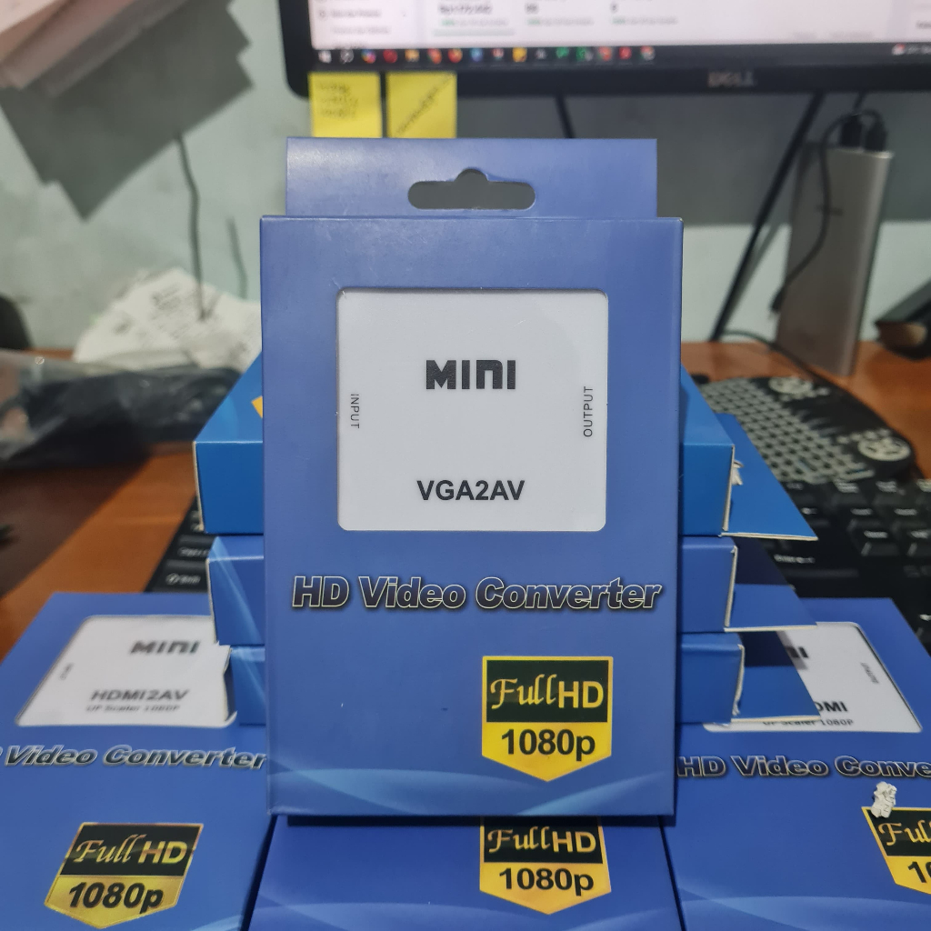 ADAPTER VGA TO AV HD VIDEO CONVERTER VGA2AV BOX INPUT OUTPUT TV MONITOR KOMPUTER LAPTOP PC