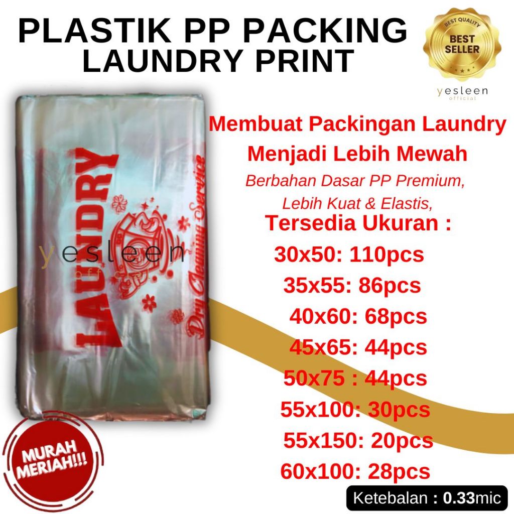 [1Kg] Plastik Packing Laundry Sablon Umum / Plastik Laundry Kiloan / Plastik PP Print/Sablon