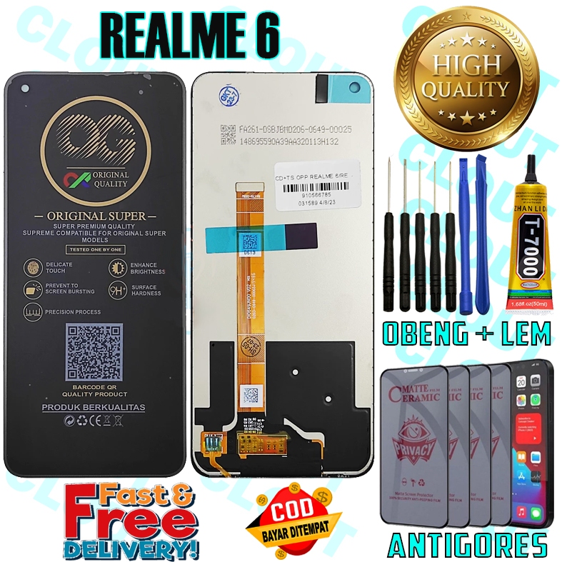 LCD TOUCHSCREEN REALME 6 LAYARSENTUH ORIGINAL ORI ALL MEREK FULLSET