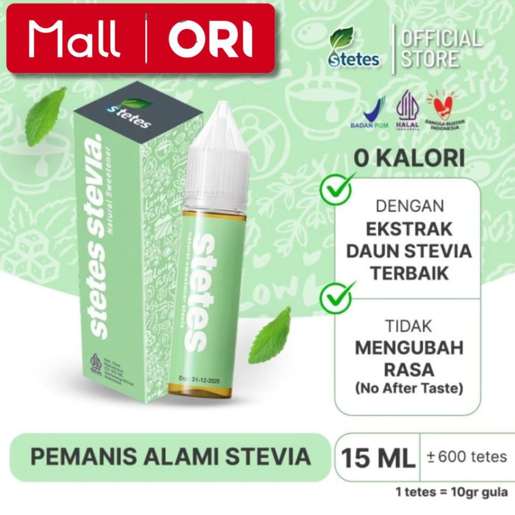 

Stetes Stevia Cair Tetes 5ml 15ml 30ml Pemanis Alami 0 Kalori Naturan Sweetener