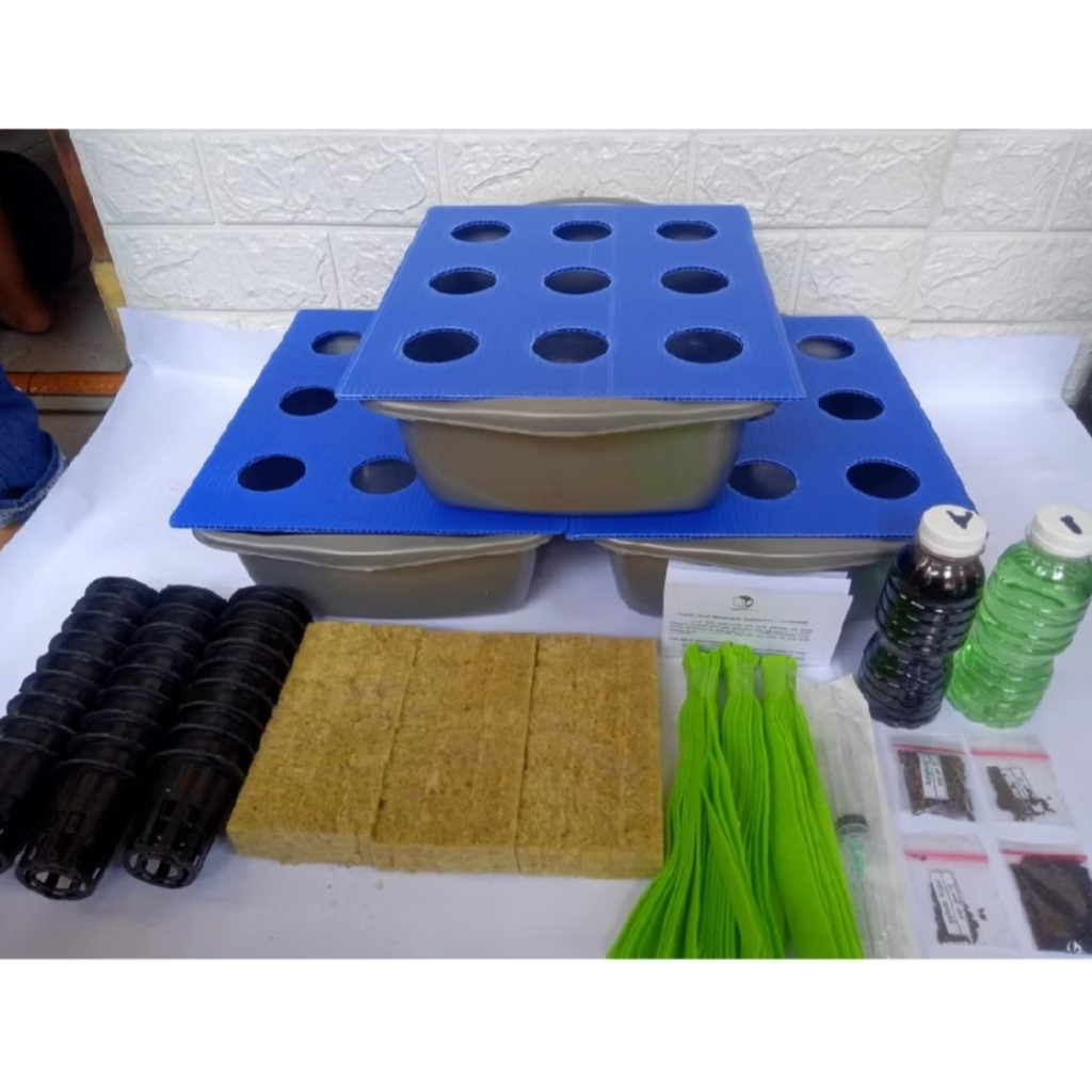 Paket Hidroponik Set Hidroponik Lengkap 3 Bak Lengkap Pemula 9 Lubang