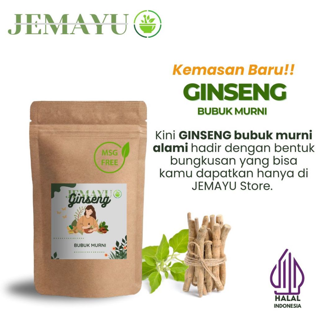 

Ginseng Bubuk Murni Herbal Jamu Tanpa Campuran JEMAYU