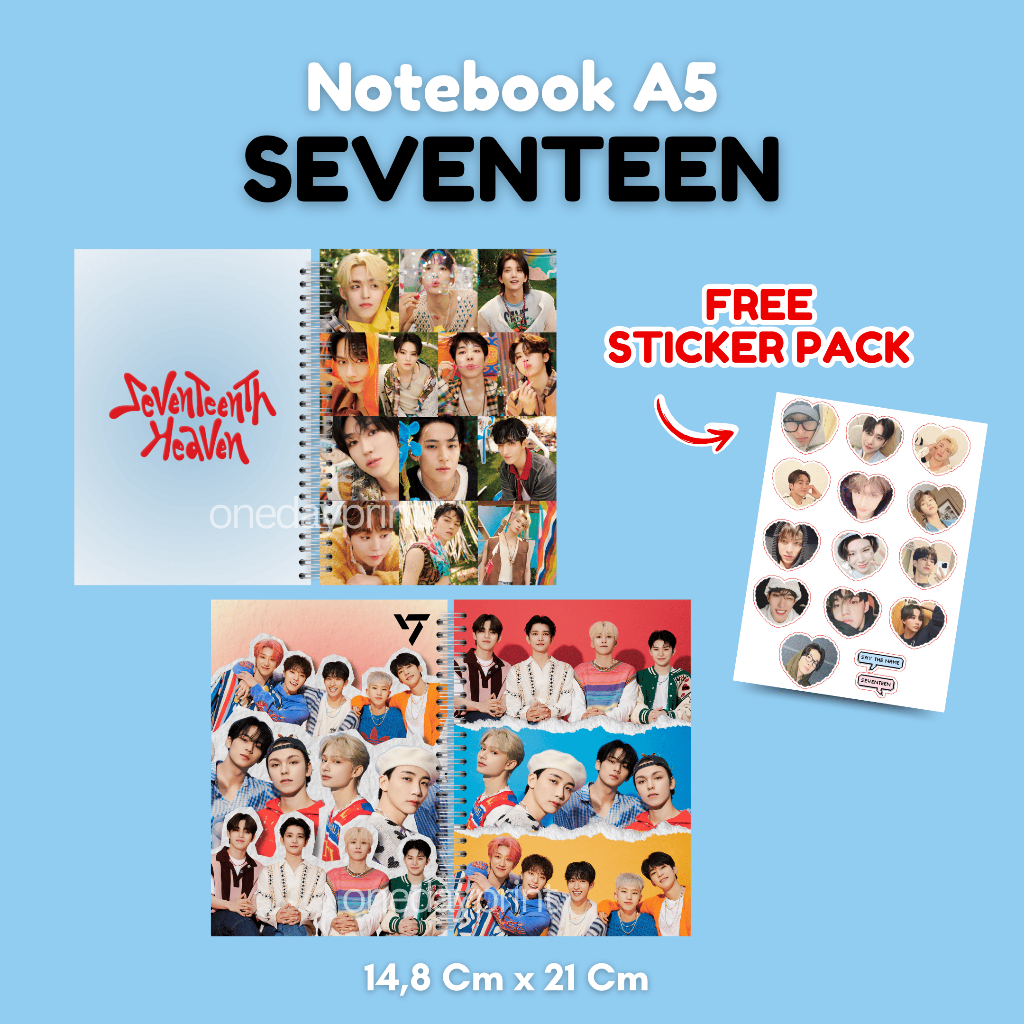 

A5 Notebook SEVENTEEN Free Sticker Pack KPOP - Note Journal KPOP Murah Hemat