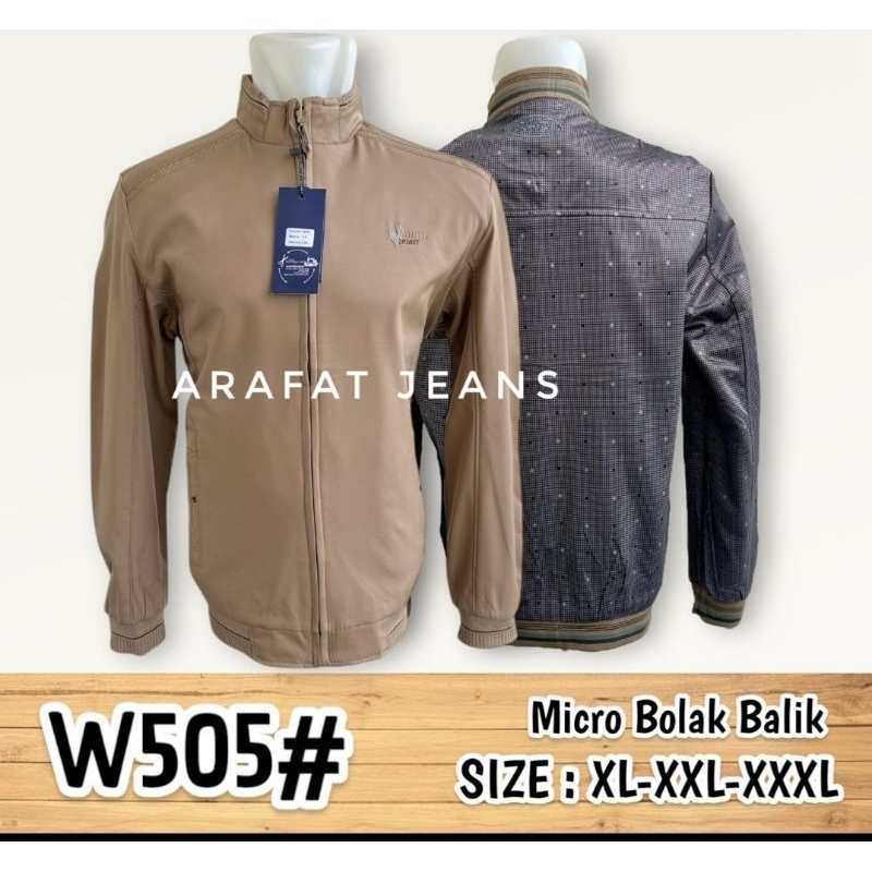 Jaket pria katun mickro/jaket Bomber import bolak balik duhta