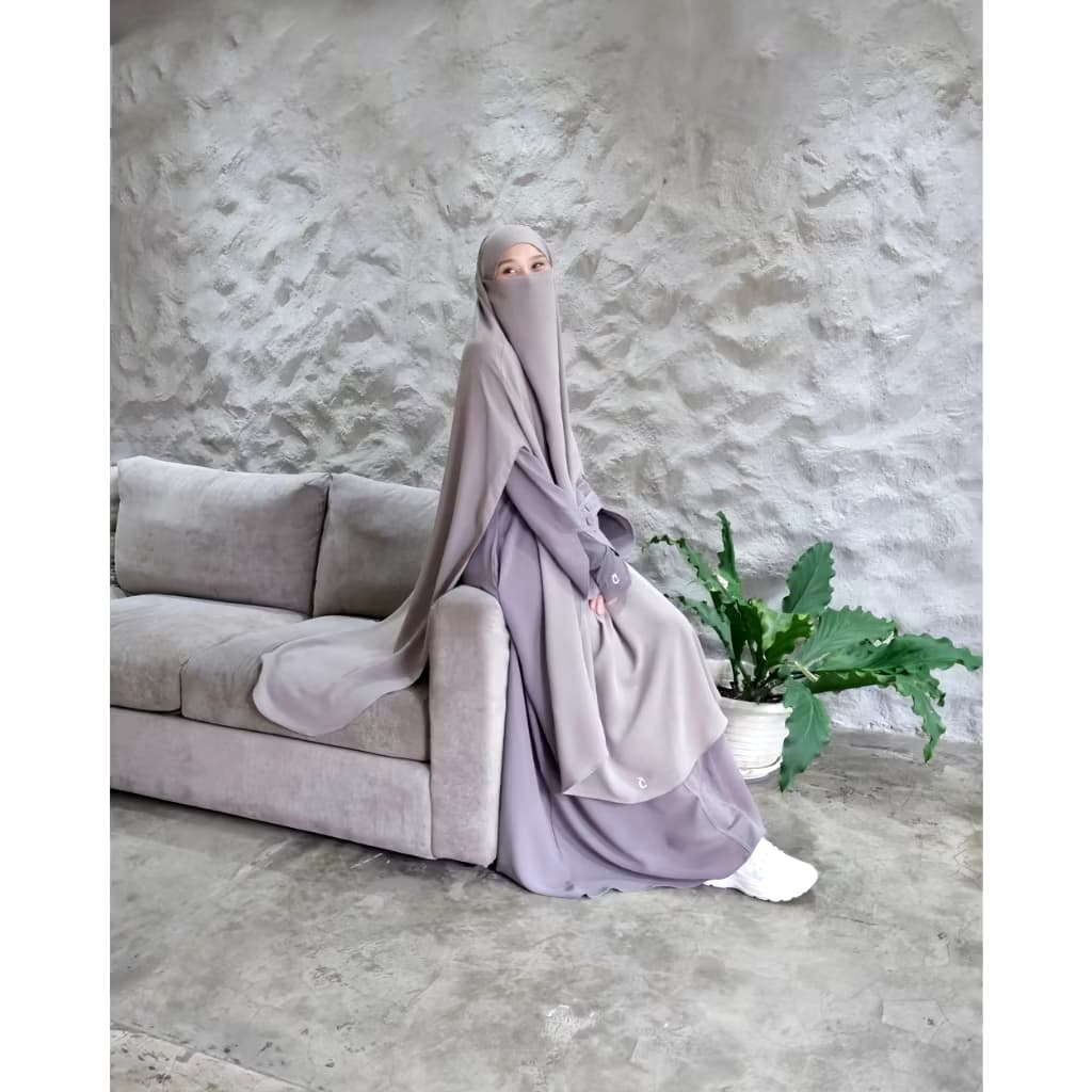 RJ3 CHADAREE SHAAN FK LONG FRENCH KHIMAR SUNSET HOUR ARMY, LIGHT PLUM, SAGE, LILAC, DUSTY PINK,