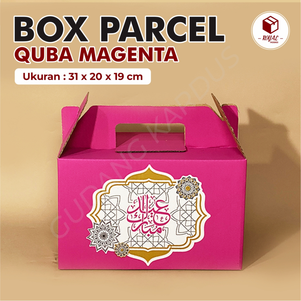 

BOX KALIGRAFI QUBA MAGENTA 31x20x19 cm JINJING-GABLEBOX HAMPERS IDUL FITRI/ PARCEL JINJING/PARCEL IDUL FITRI
