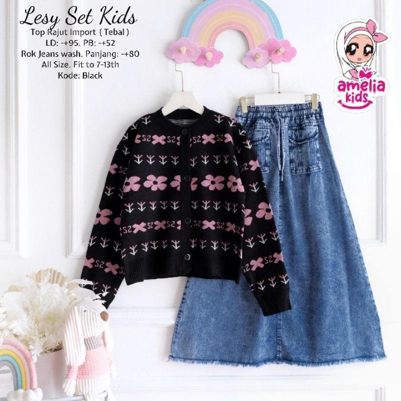 Lesy Set kids ori amelia kids label setelan  anak  cewek terbaru amelia kids
