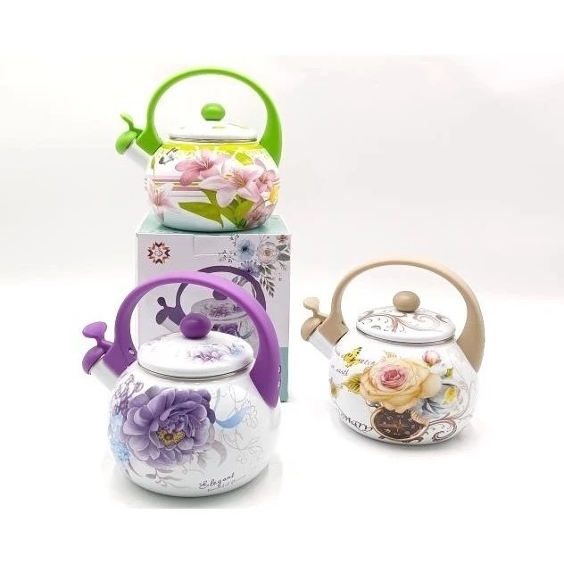 Teko Bunga Enamel Warna Warni Teko Air Teh Kopi Bunga Jadul Antik Unik