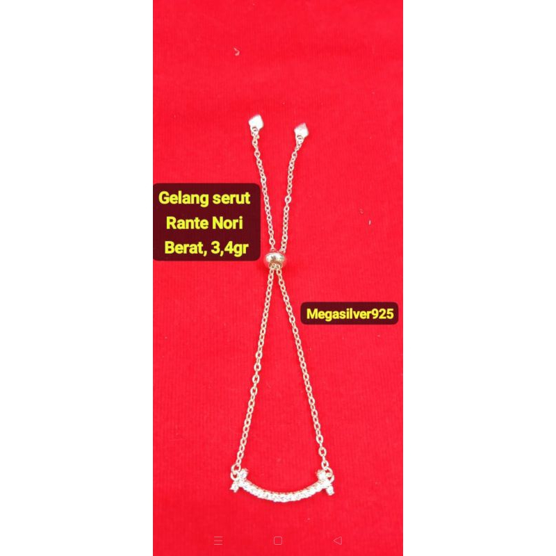 gelang serut model smile, asli ( perak 925 )