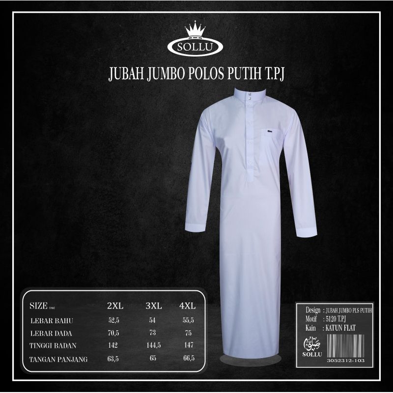 Jubah pria Gamis pria Jubah mewah Sollu Polos Hitam Dan Putih