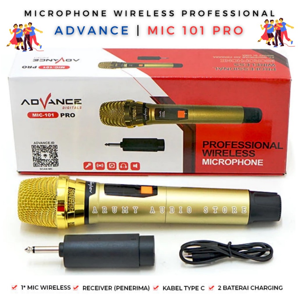 [Free Ongkir] - Mic Wireless Mikrofon Microphone Bluetooth Mic-101pro | Professional Advance Double 
