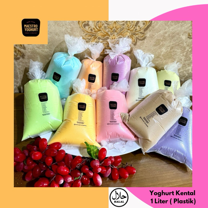 

YOGHURT KENTAL PREMIUM 14 RASA | KEMASAN PLASTIK 1 LITER | SUSU SAPI ASLI TANPA PENAMBAHAN AIR | GULA ASLI | TANPA PENGAWET| HOMEMADE BY MAESTRO