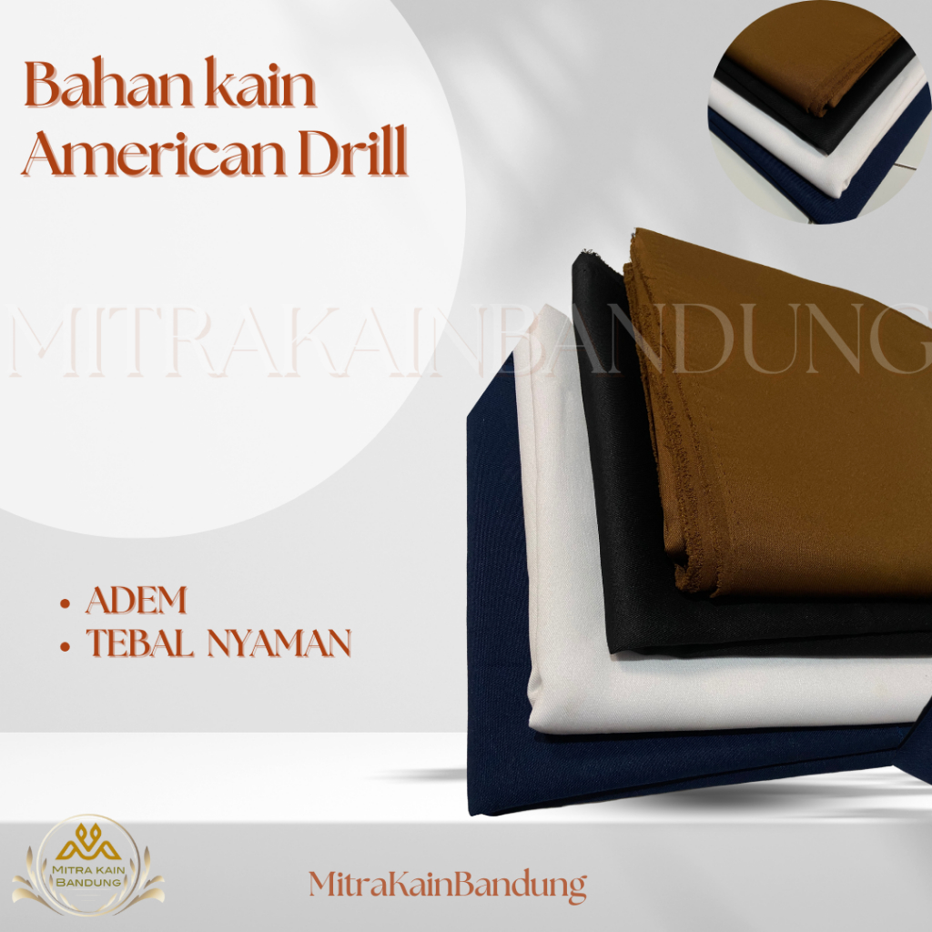 Kain Bahan Celana Pria dan Wanita Bahan Kain Polos Hitam Navy KEKI/Kain American Drill Bahan Pakaian