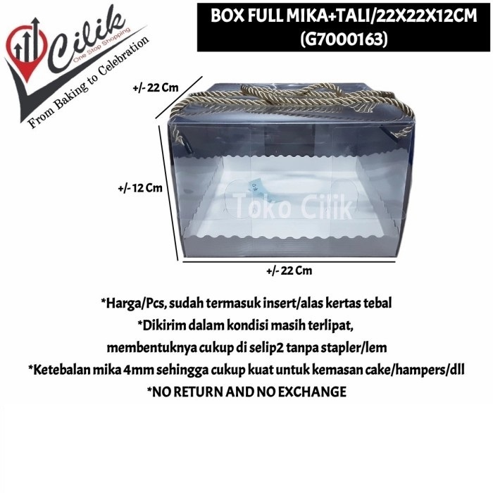 

box full mika tali jinjing 22x22x12 cm kemasan dus cake kado hampers