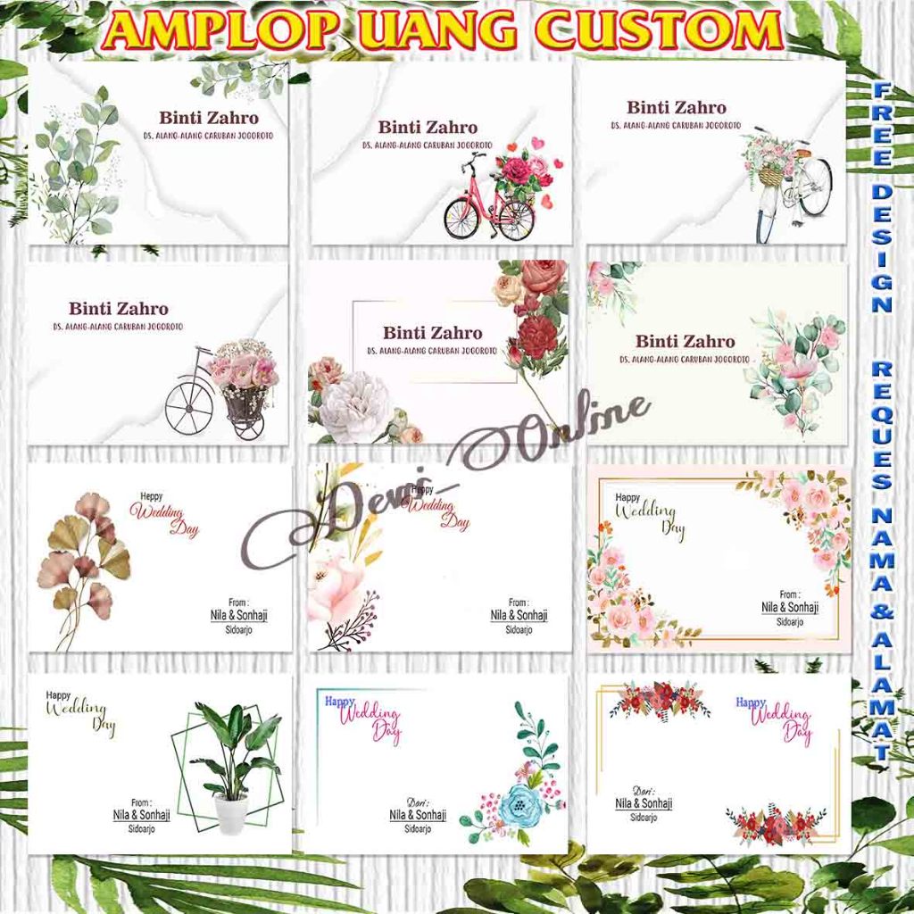 

Amplop Kondangan Custom Motif Series Bunga bisa tambah nama alamat