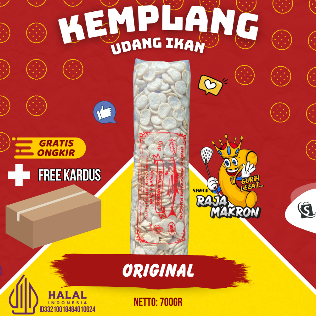 

1 BAL KEMPLANG UDANG IKAN RASA ORIGINAL Snack Food Keripik Cemilan Kering Asin Makanan Camilan Toples