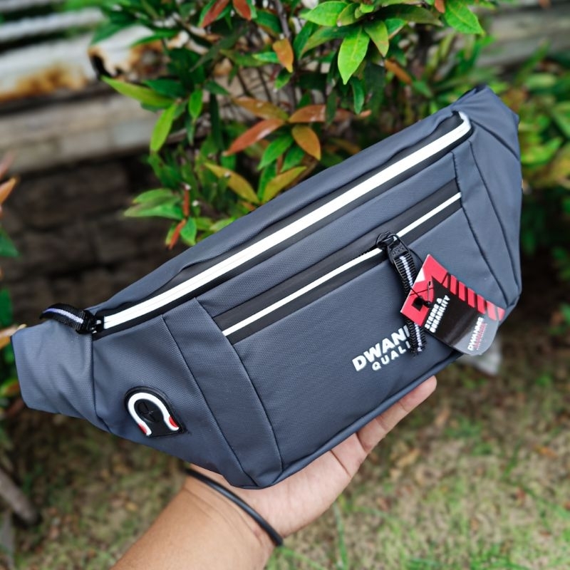 best seller [waist bag original dm] tas selempang pria waterproof waist bag pria original produk