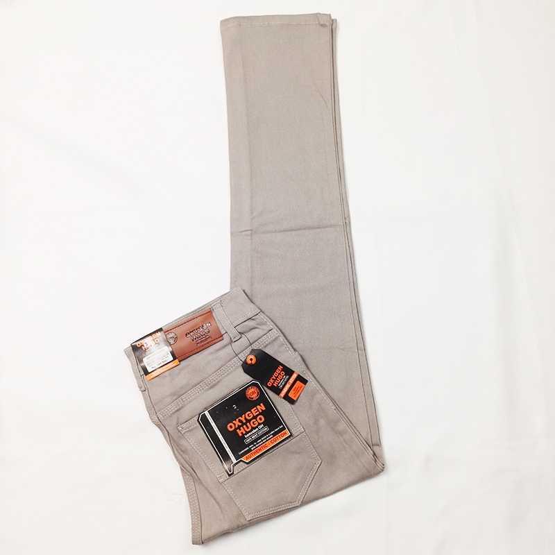 Celana Panjang Skinny Jeans Pria Slim Fit Bahan Stretch Denim Warna Cream - Original Oxygen Hugo