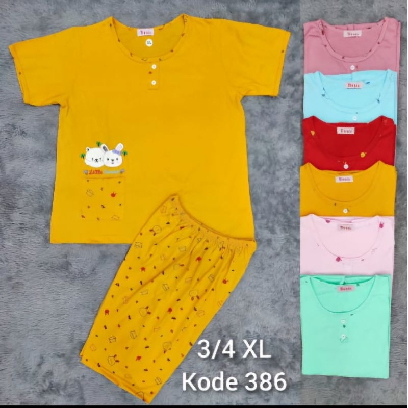 BAJU TIDUR BERIS 3/4 SIZE L DAN XL WANITA DEWASA