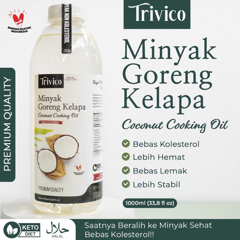 

TRIVICO COCONUT COOKING OIL 1 LITER / MINYAK GORENG KELAPA MURNI 100% / MINYAK GORENG / MINYAK KELAPA MURNI - 1 L
