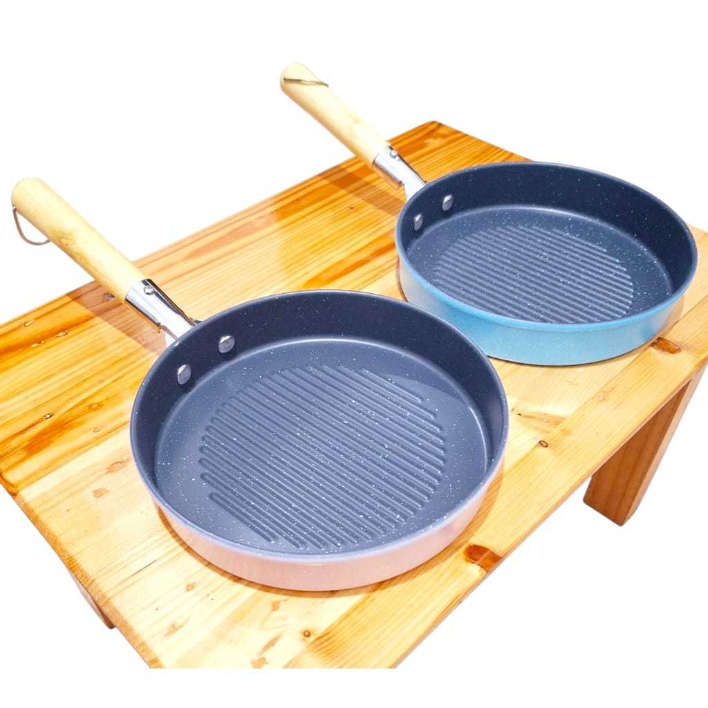 Teflon Grill Pan 20 Cm/Wajan Teflon Pemanggangan/Pan Grill BBQ Bulat