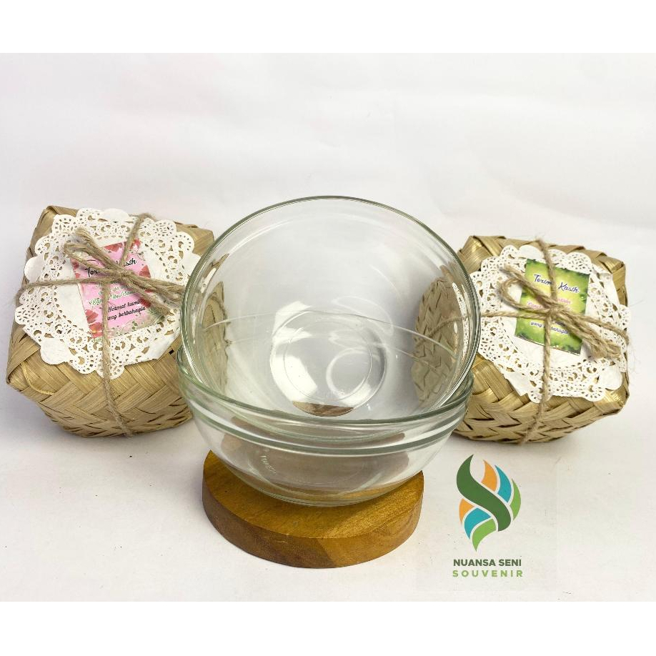 Souvenir Mangkok Kobokan Mangkuk Sambal Kaca Jumbo Mangkok Motif Bening Polos Kemas Besek