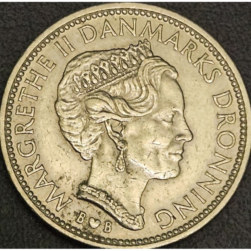 Koin Asing Kuno Negara Denmark Ratu Margareth II 10 Kroner tahun 1979 Kondisi Koin Utuh Dijamin Orig