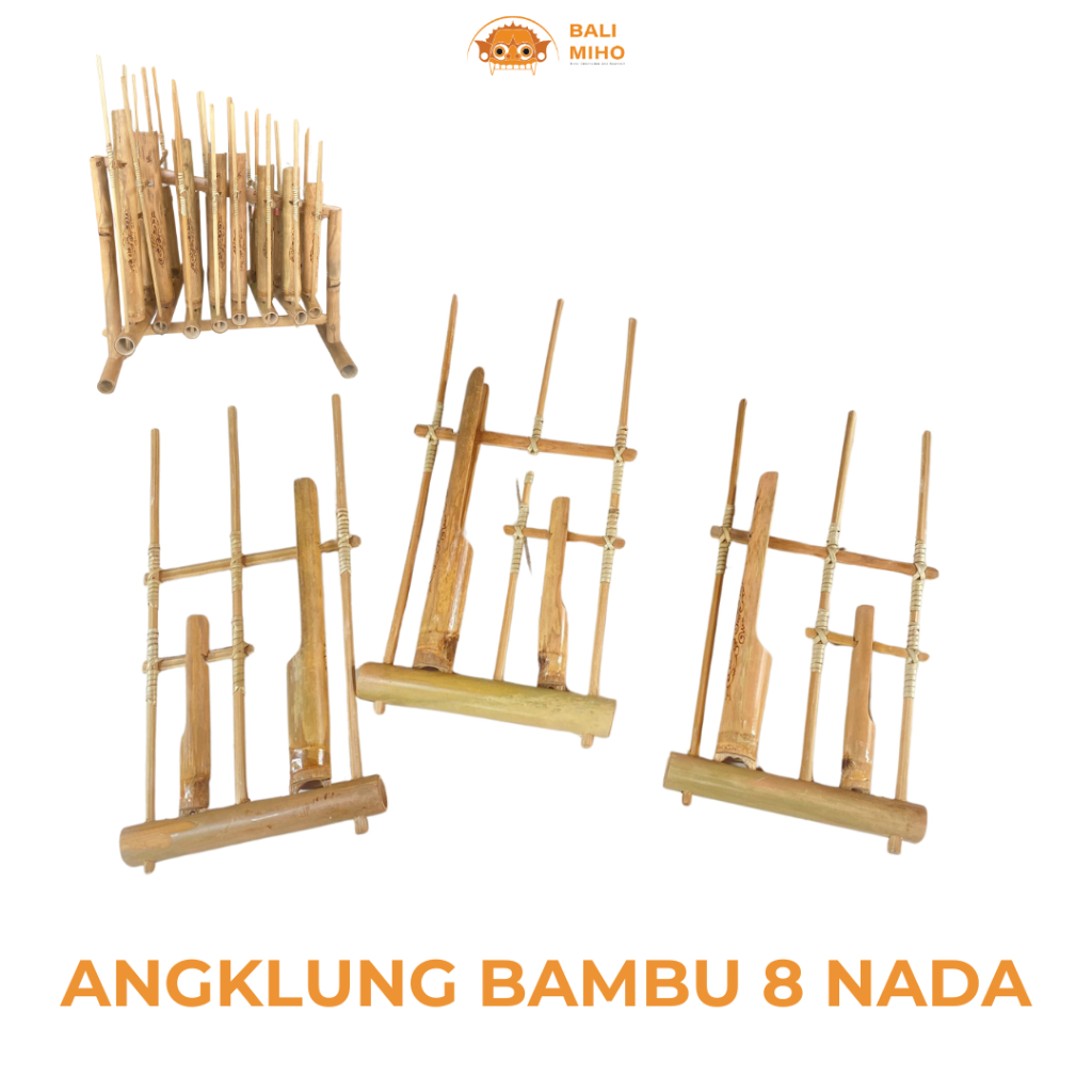 Alat Musik Angklung 1 oktaf - Angklung Bambu 8 nada - Angklung Bambu Lengkap -  Mainan Musik Bambu -