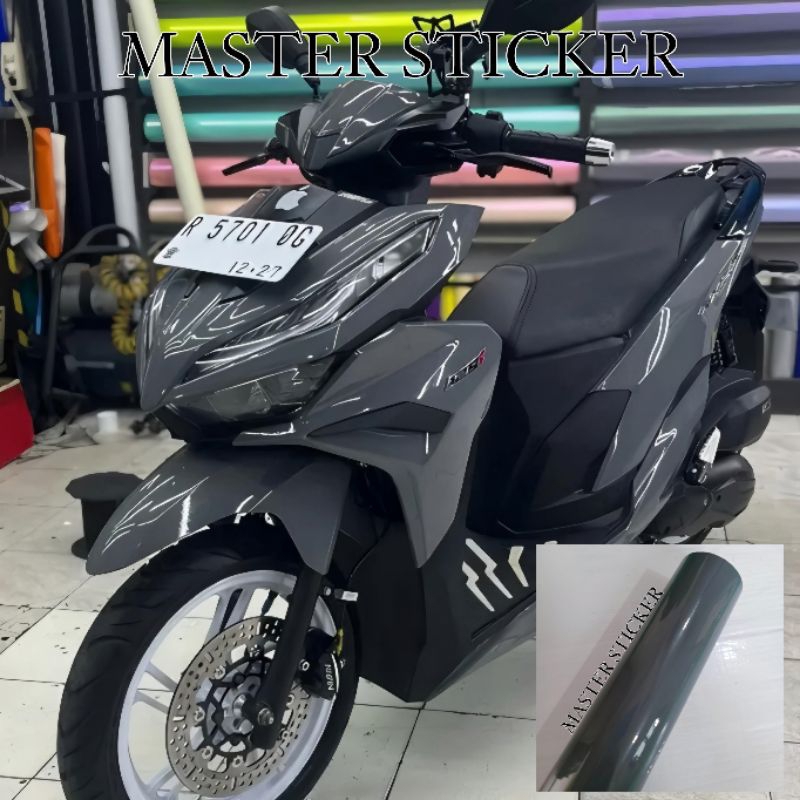 sticker skotlet motor dan mobil warna DARK GREY GLOSSY / ABU TUA GLOSSY kualitas super premium