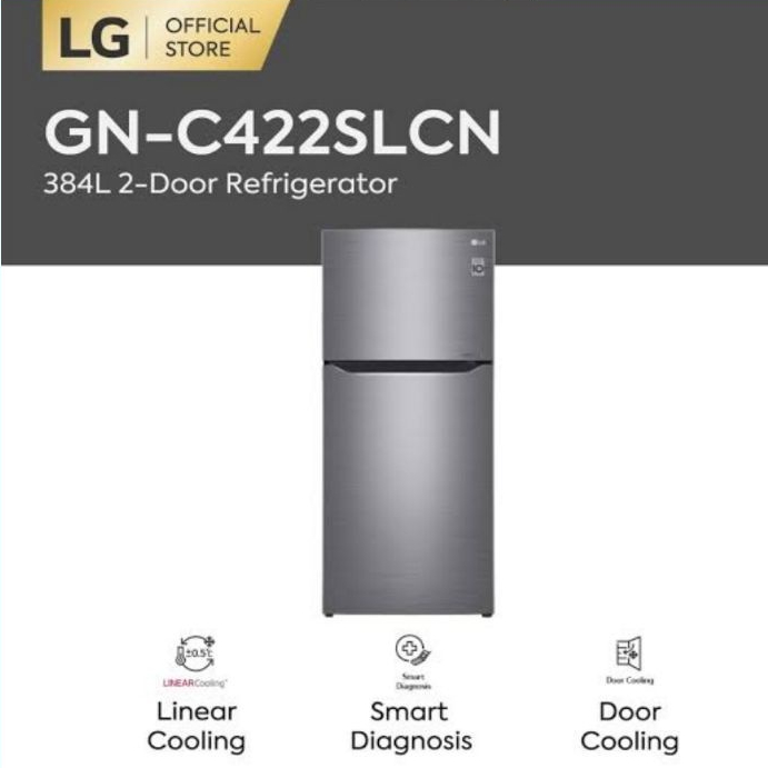 KULKAS LG GN-C4222SLCN INVERTER DOOR COOLING 2 PINTU [ 416 LITER ]