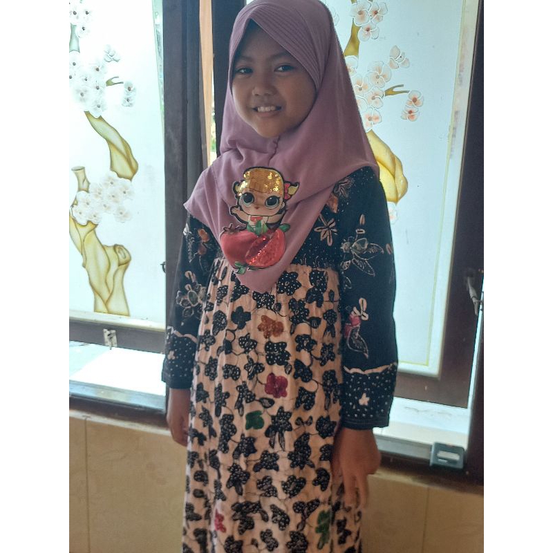 BAJU DASTER JUBAH ANAK PEREMPUAN ( SIZE XL BESAR) BATIK MADURA TULIS LENGAN PANJANG
