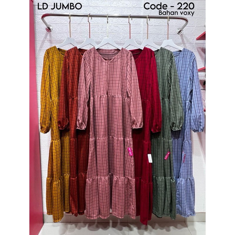 Gamis Wanita Motif Kotak Kotak Bahan Voxy | Gamis Murah