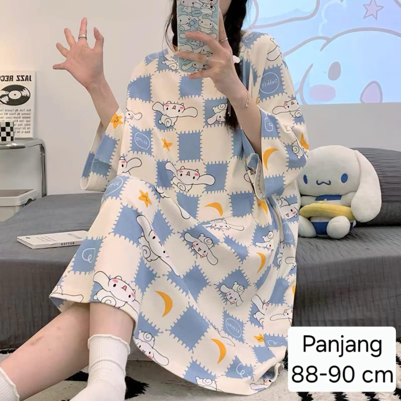 Daster Kartun Wanita | Daster Tidur Wanita | Daster Wanita Lengan Pendek // Baju Tidur Import